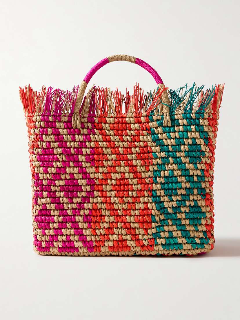 SENSI STUDIO Canasta Frayed Woven Straw Tote