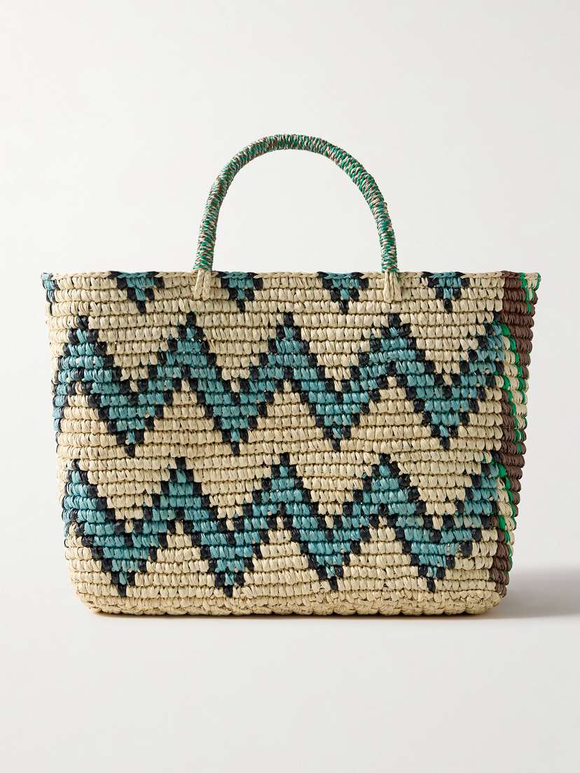 SENSI STUDIO Canasta Striped Straw Tote