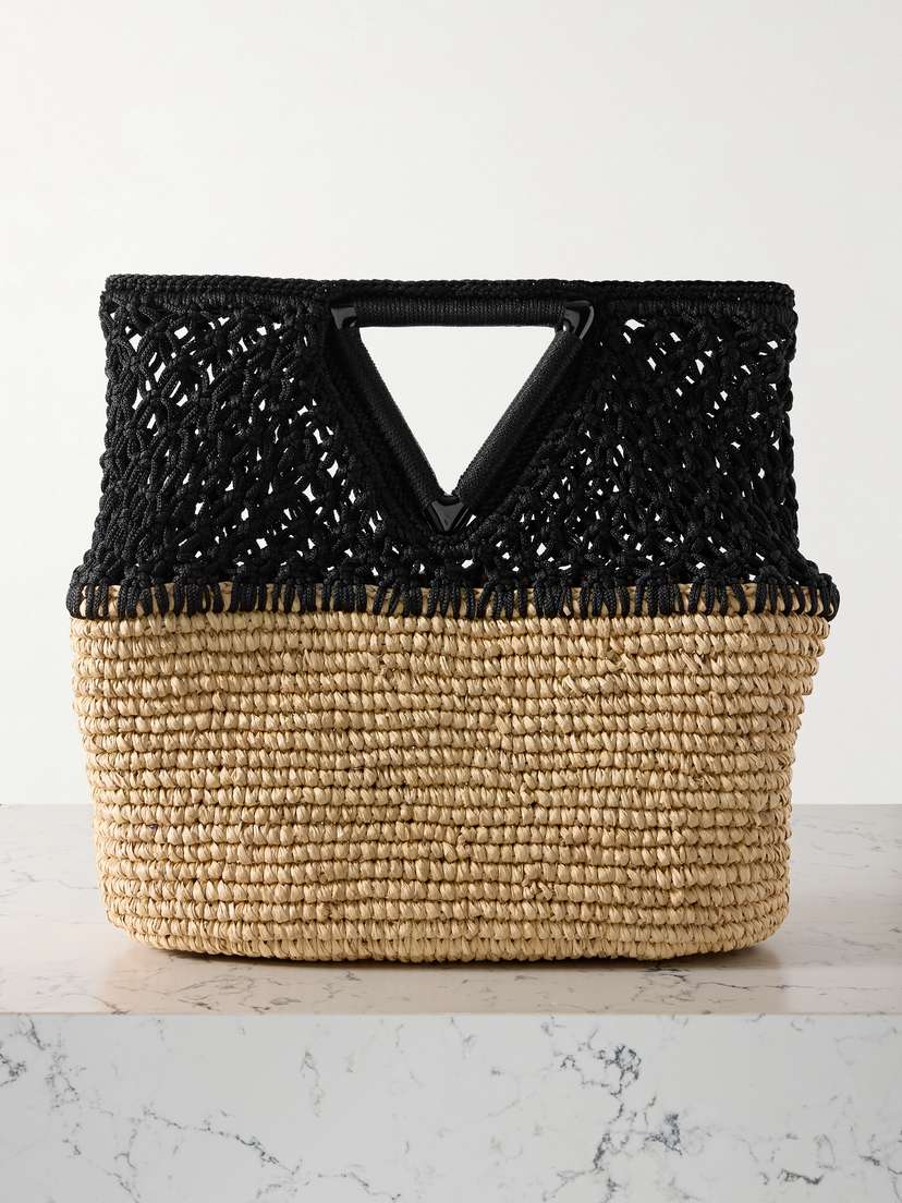 SENSI STUDIO Macramé And Straw Tote