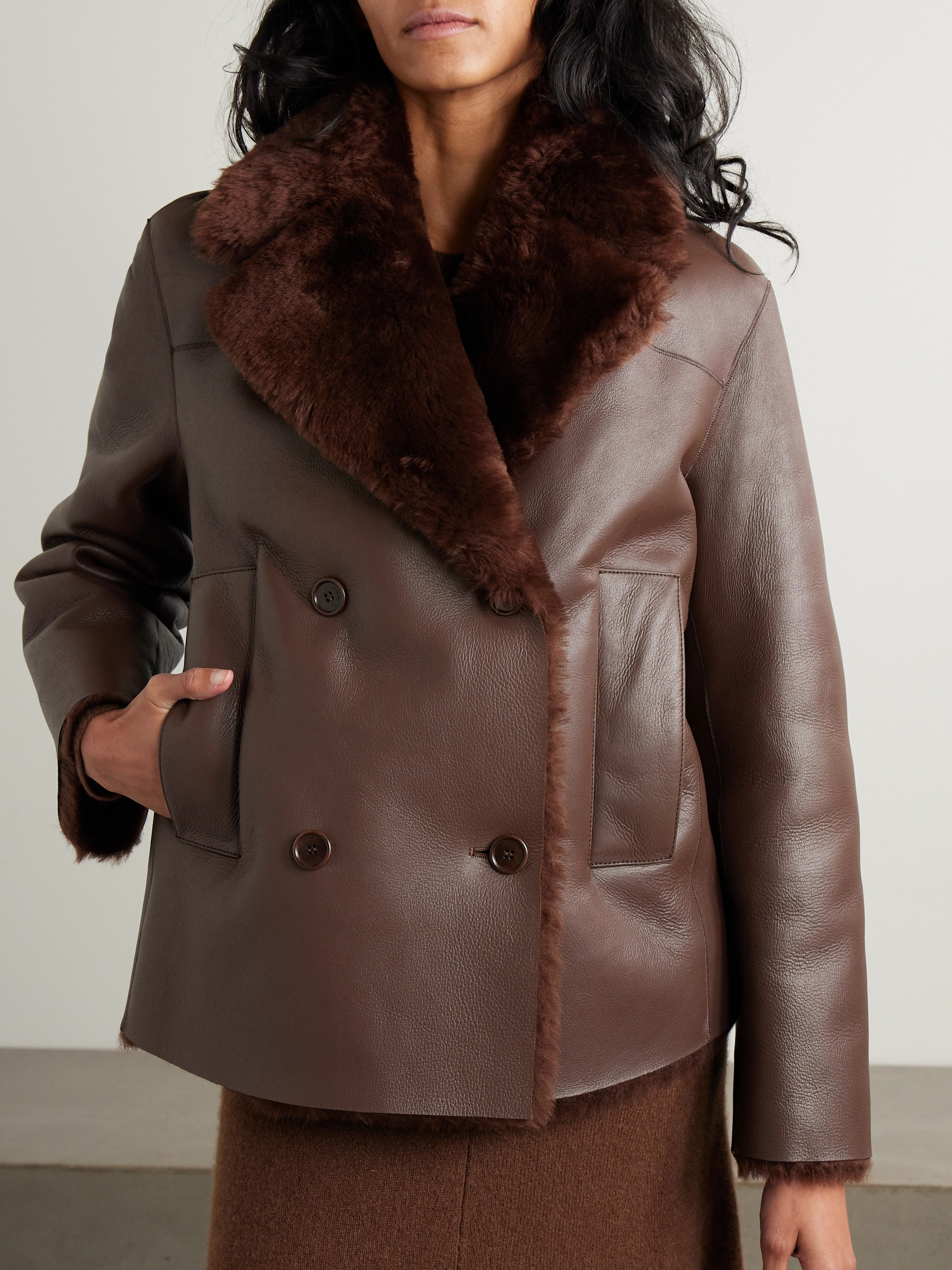 JOSEPH Calla double-breasted shearling coat