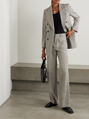 JOSEPH Laumiere houndstooth wool-blend flared pants