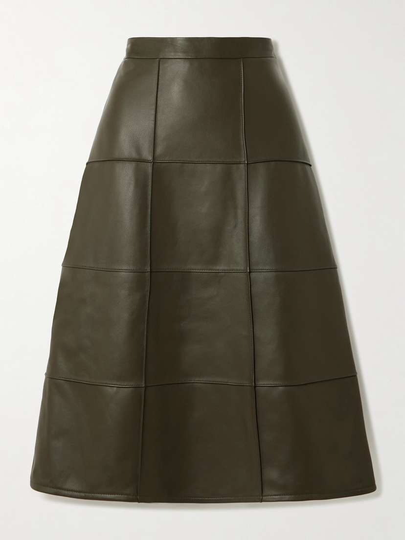 Joseph Keller Paneled Leather Midi Skirt