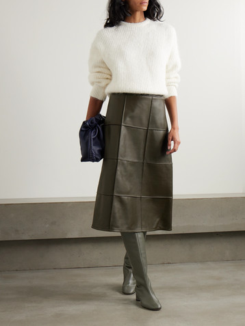 JOSEPH Keller paneled leather midi skirt