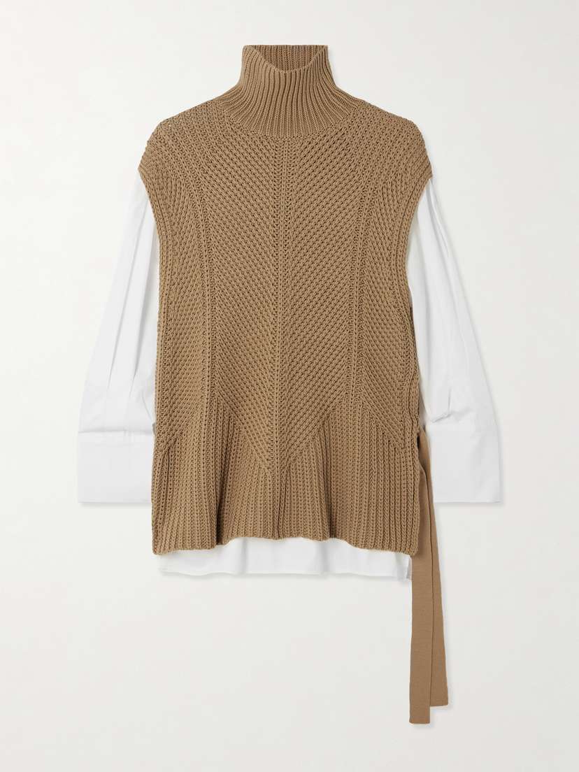 Joseph Layered Tie-detailed Cotton-blend Turtleneck Vest And Cotton-poplin Shirt Set - x large