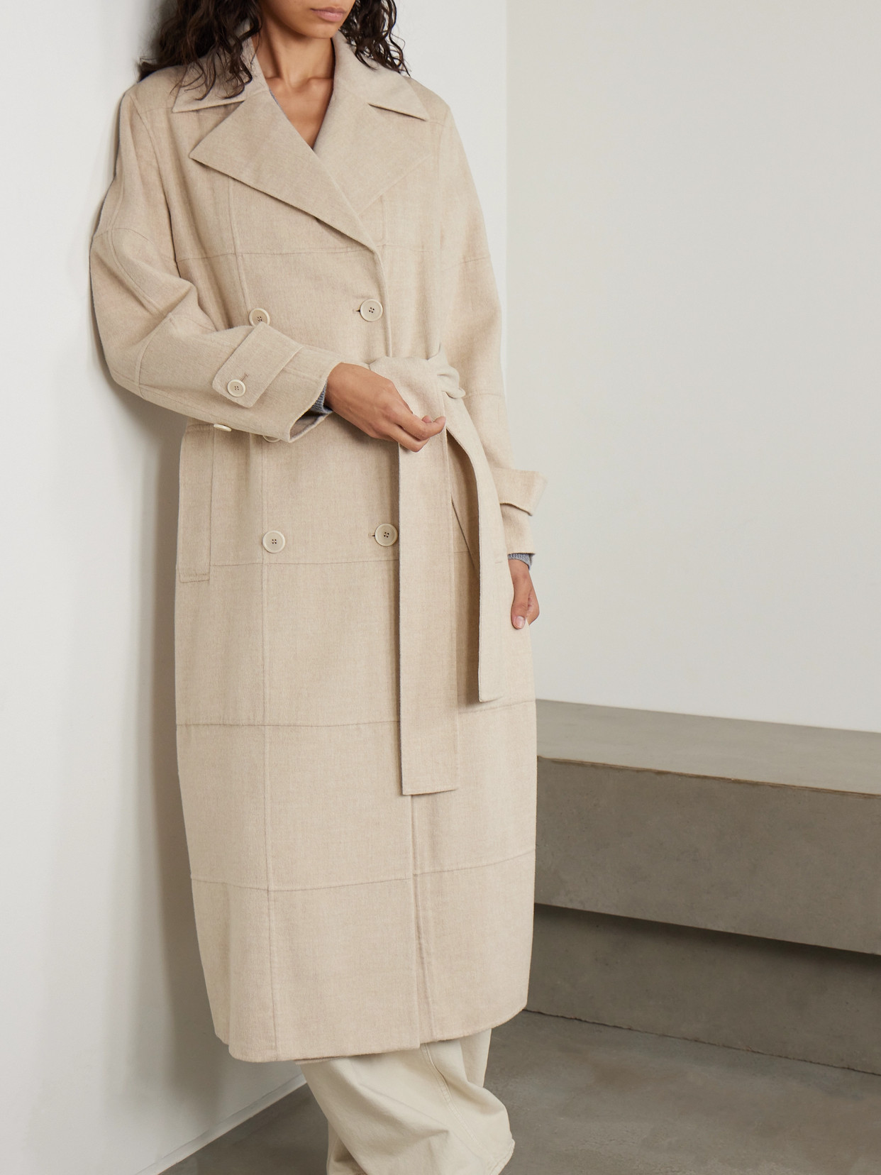 Merton Belted Paneled Double-Breasted Wool And Silk-Blend Coat
