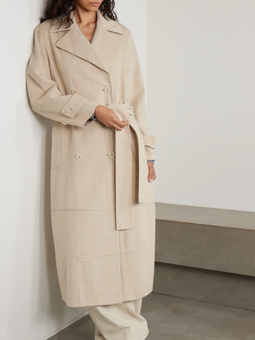 JOSEPH Merton belted paneled double-breasted wool and silk-blend coat