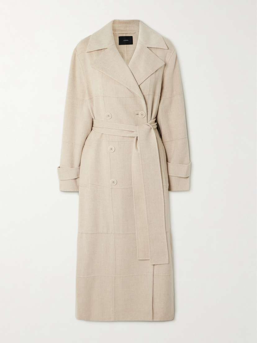 Joseph Merton Belted Paneled Double-breasted Wool And Silk-blend Coat