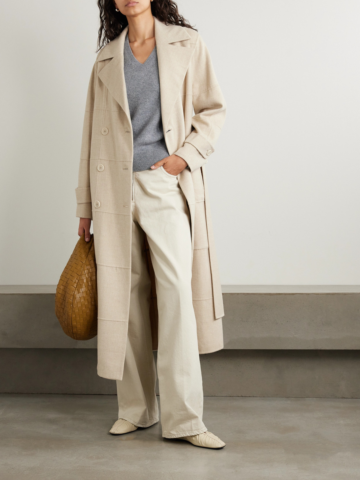 Merton Belted Paneled Double-Breasted Wool And Silk-Blend Coat