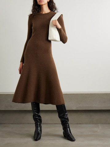 JOSEPH Brushed cashmere-blend midi dress
