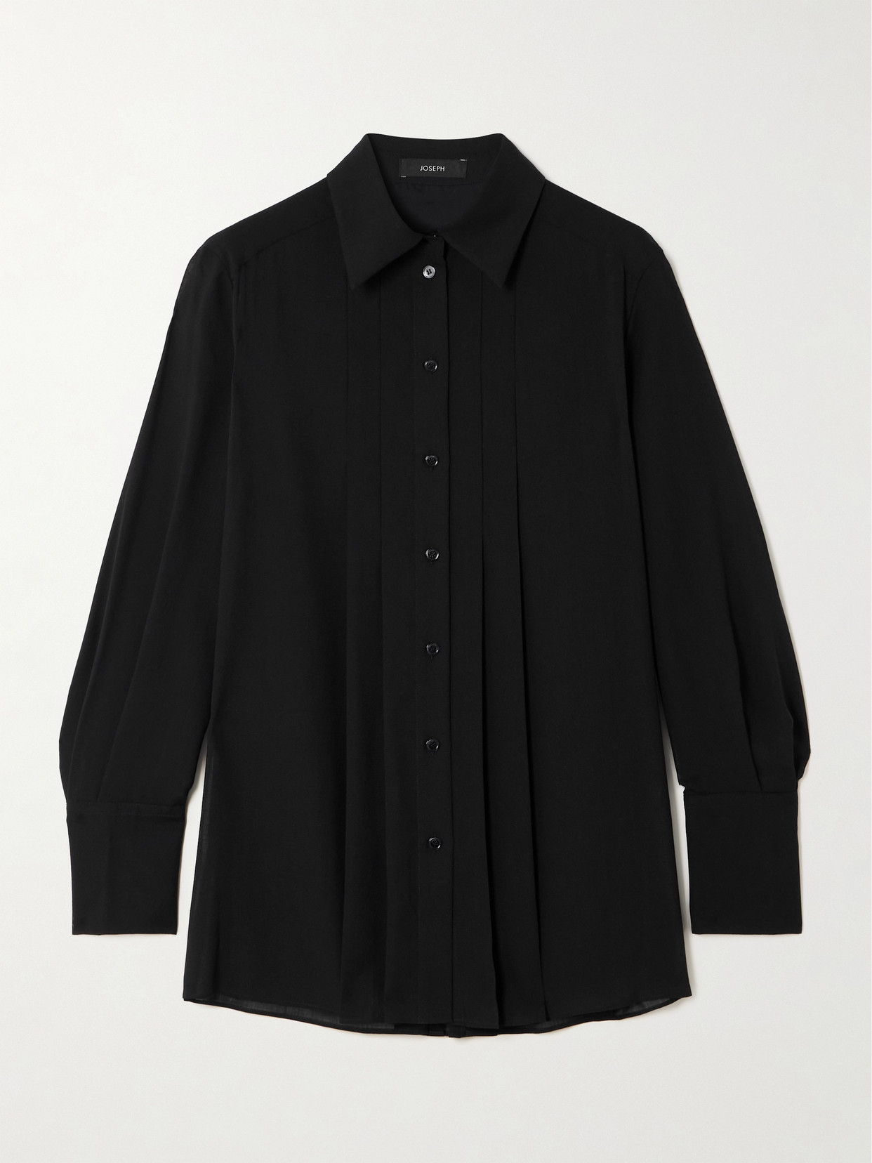Joseph Lili Pintucked Wool-blend Voile Shirt In Black