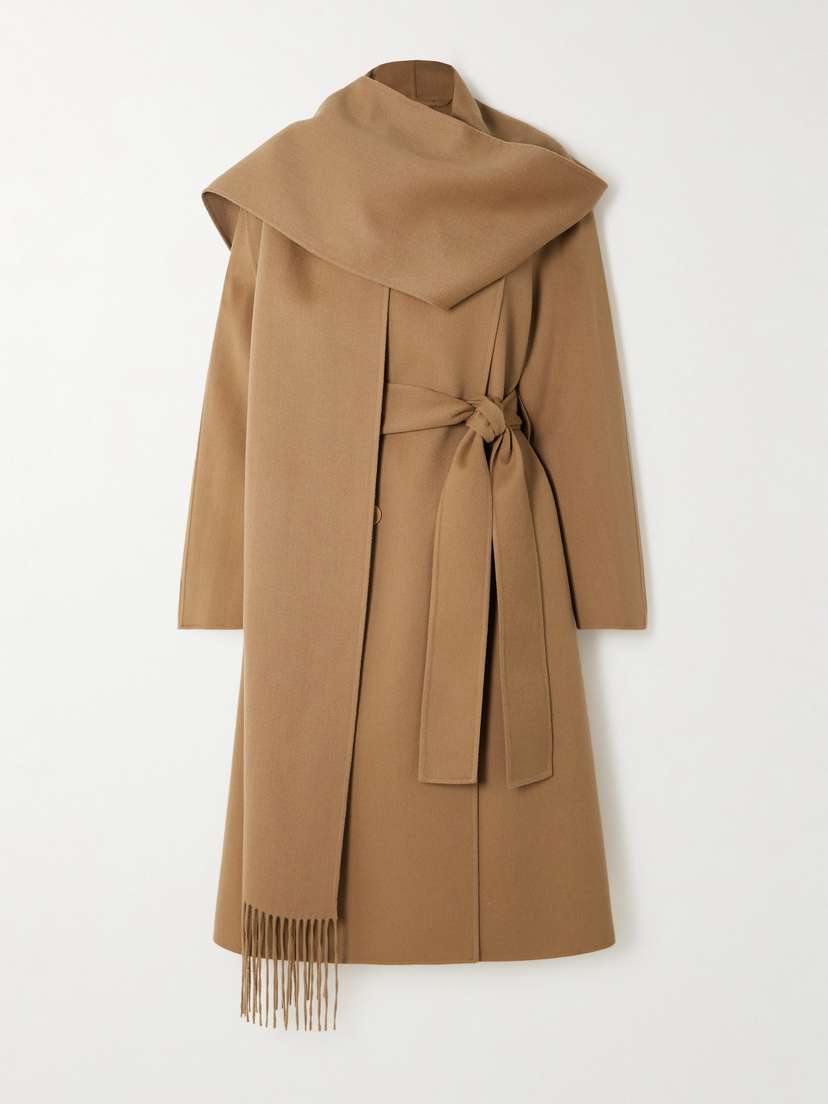Joseph Lepage Fringed Scarf-detailed Double-breasted Wool And Silk-blend Coat