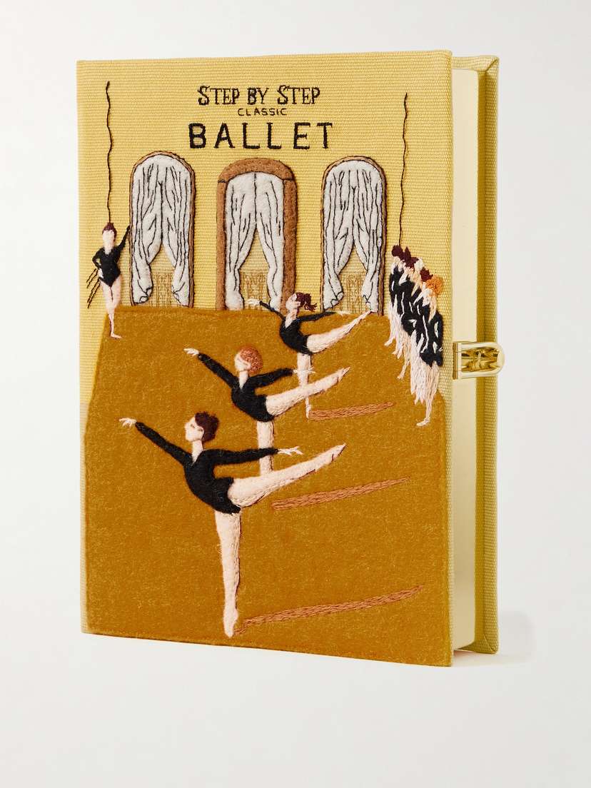Olympia Le-Tan Ballet Class Embroidered Appliquéd Canvas Clutch