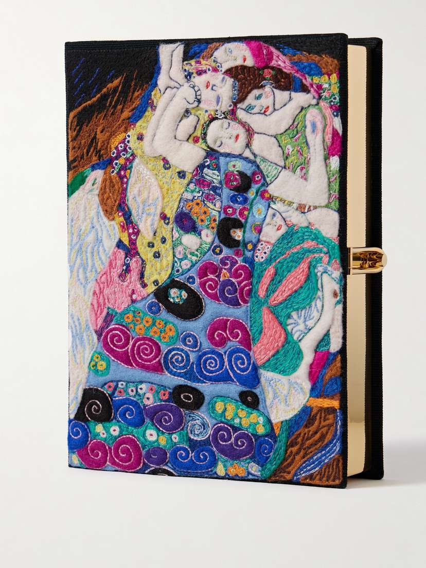 Olympia Le-Tan Museum Klimt’s The Virgin Embroidered Appliquéd Canvas Clutch