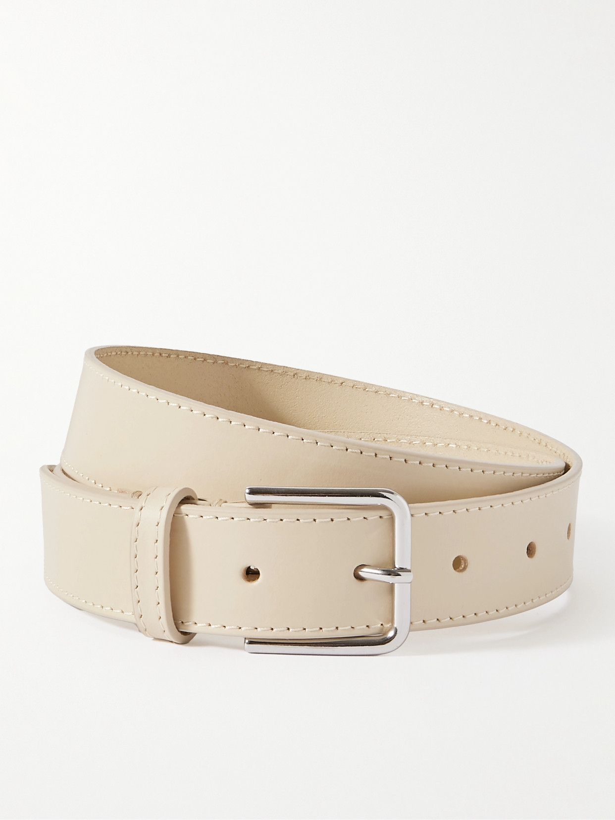 Shop The Frankie Shop Toni Leather Belt In Off-white