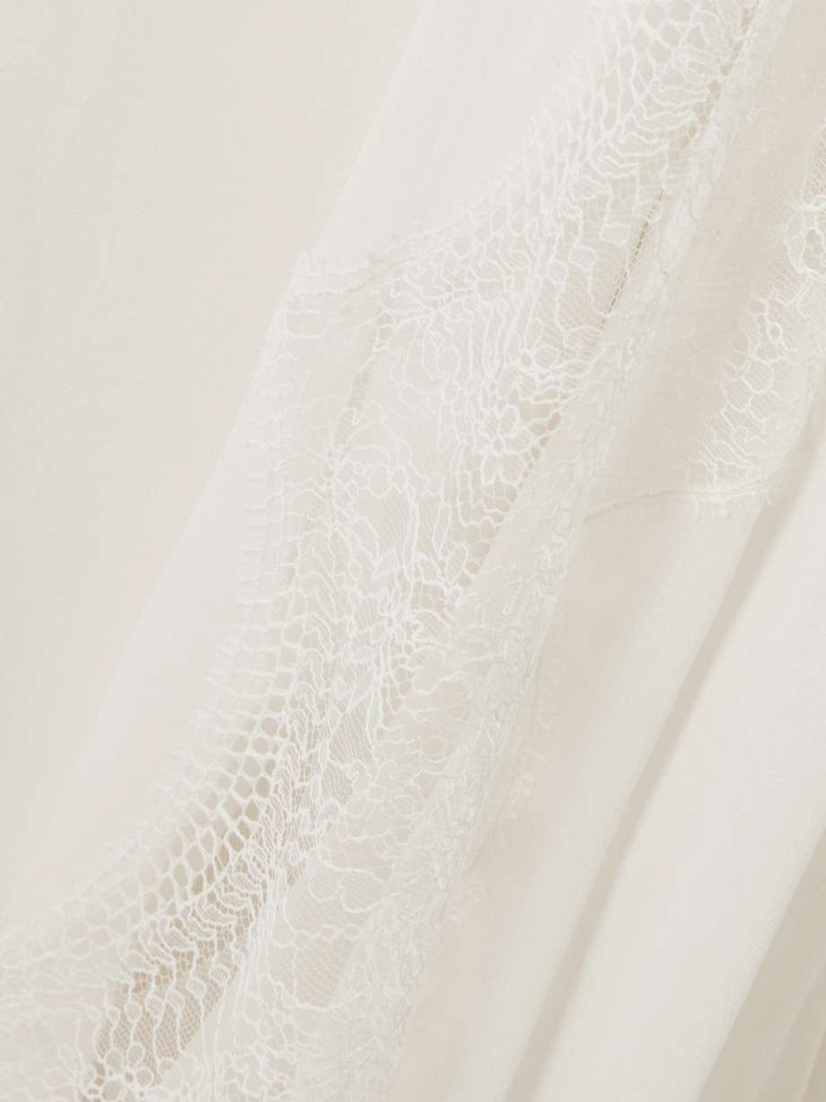 semeli chantilly lace-trimmed silk-georgette gown
