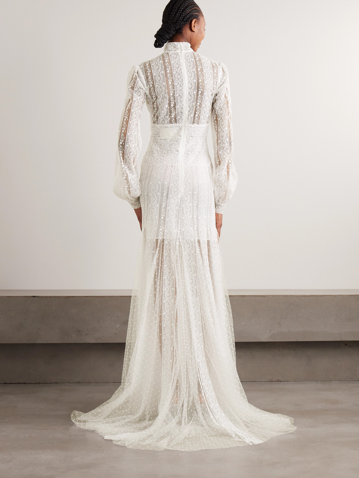 Shop Costarellos Theia Embroidered Tulle Gown In Off-white