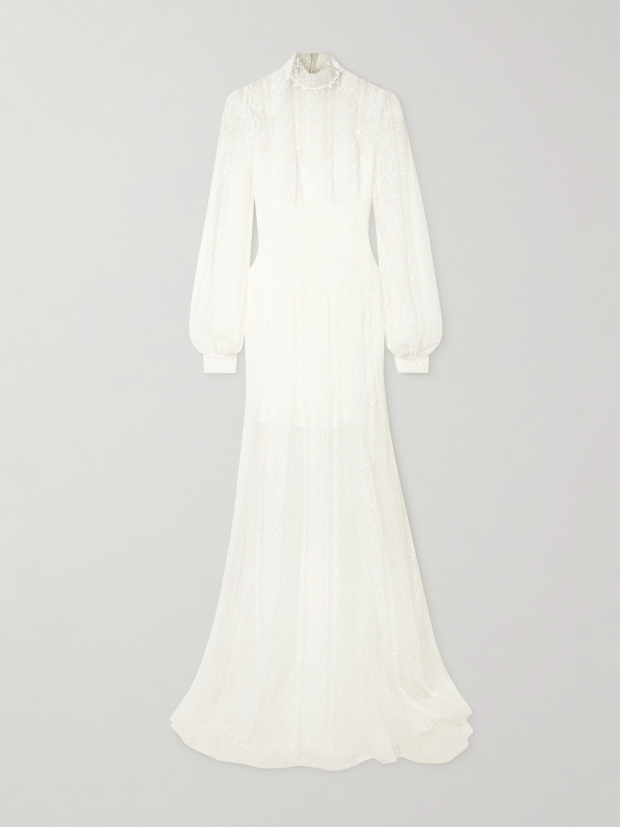 Costarellos Theia Embroidered Tulle Gown In Off-white