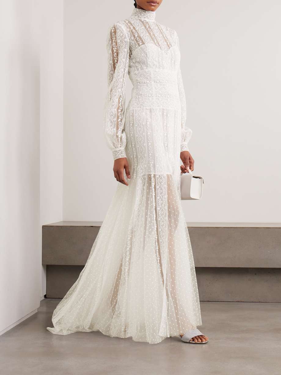 theia embroidered tulle gown