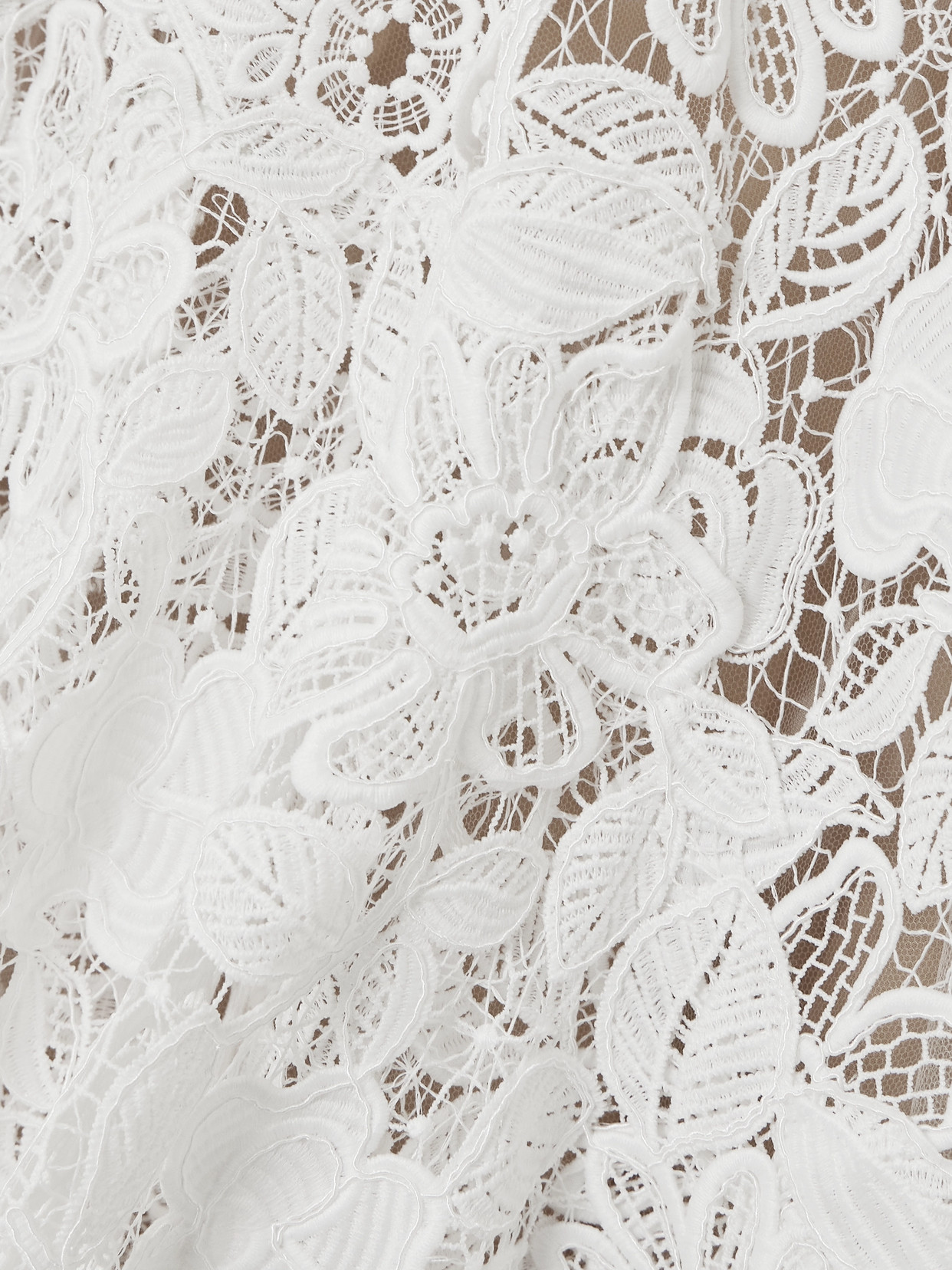 Costarellos Alessa Cutout Corded Lace And Tulle Turtleneck Gown In Off-white