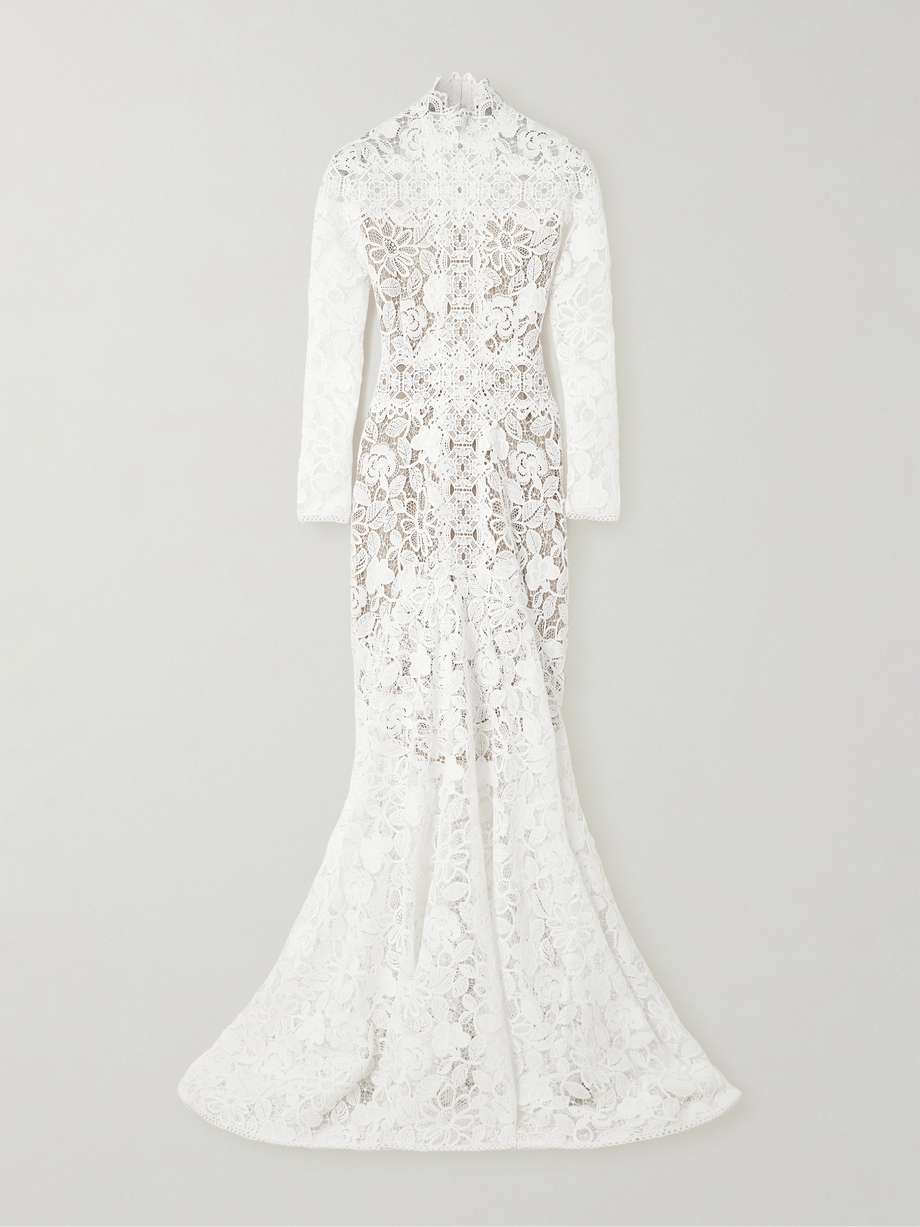 alessa cutout corded lace and tulle turtleneck gown