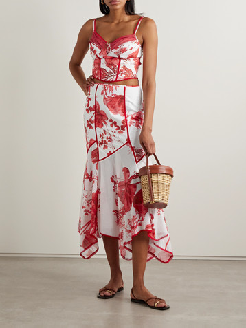 Charo Ruiz Peisy cropped scalloped floral-print cotton-blend bustier top