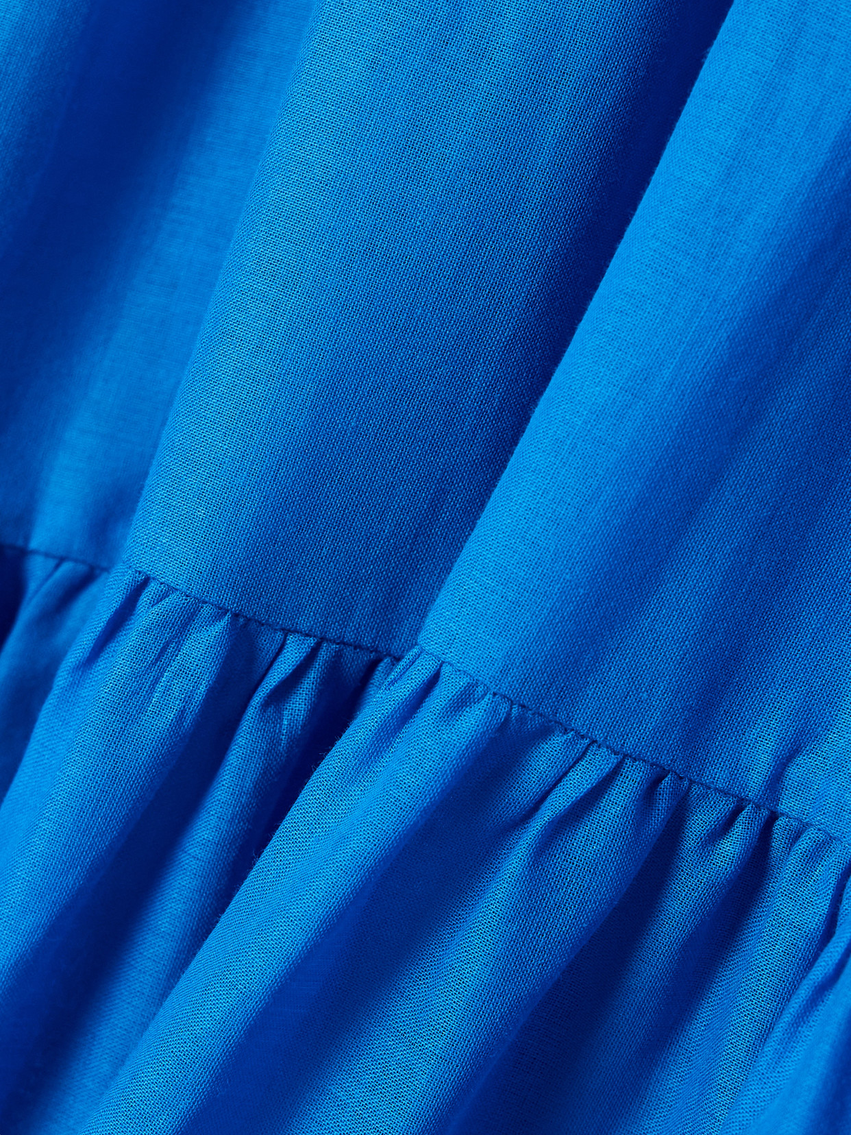 Charo Ruiz Danny Strapless Broderie Anglaise-trimmed Tiered Cotton-blend Voile Maxi Dress In Blue