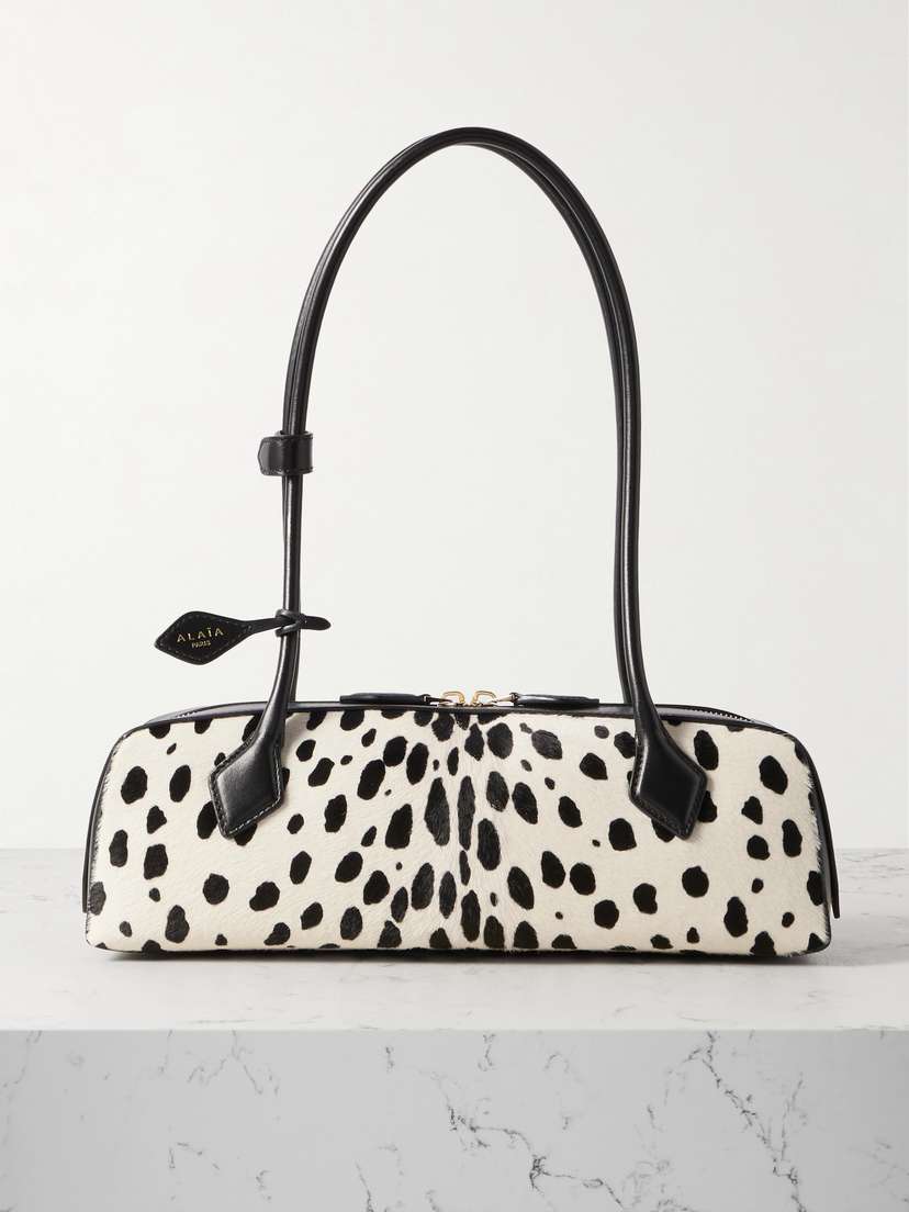 Alaïa Le Teckel Medium Leather-trimmed Printed Calf Hair Shoulder Bag