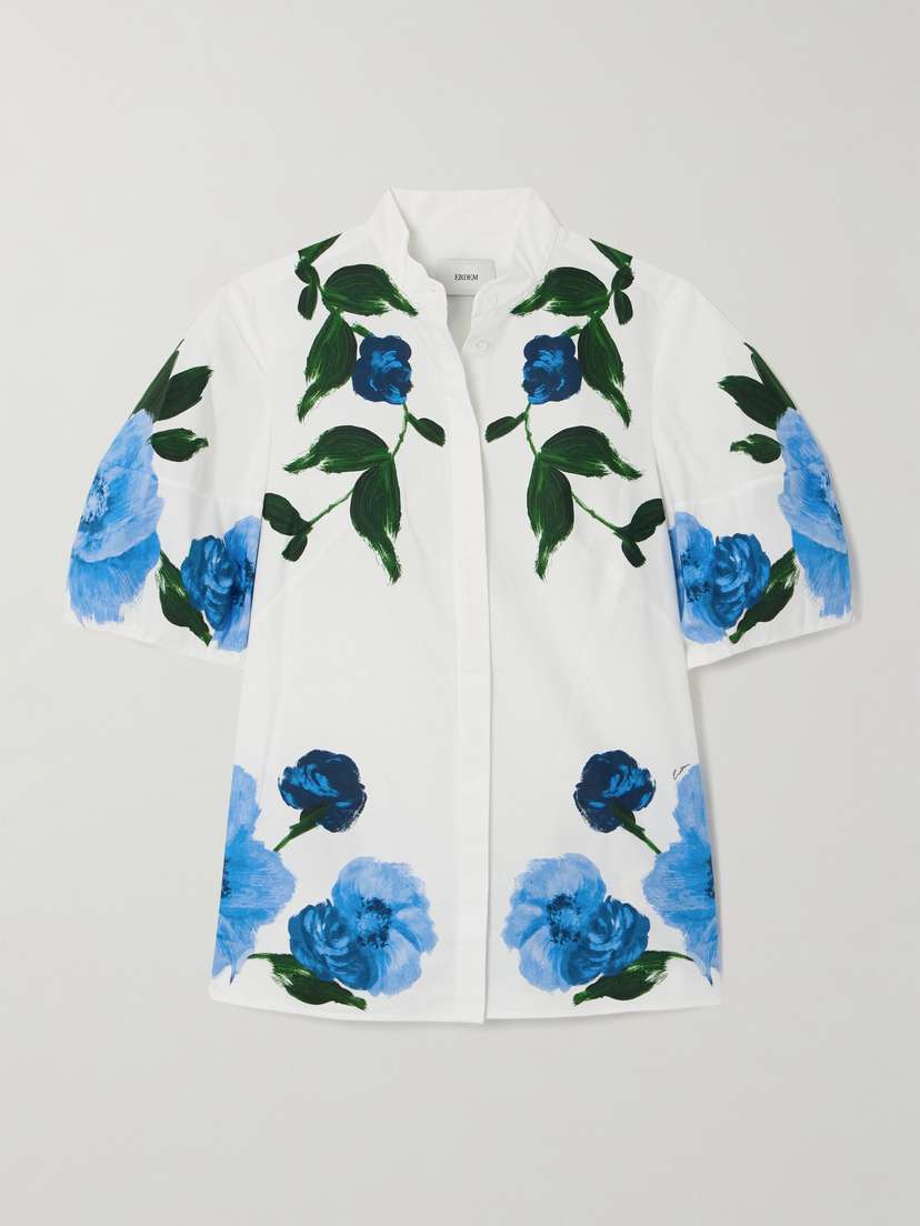 Erdem Floral-print Cotton-poplin Blouse