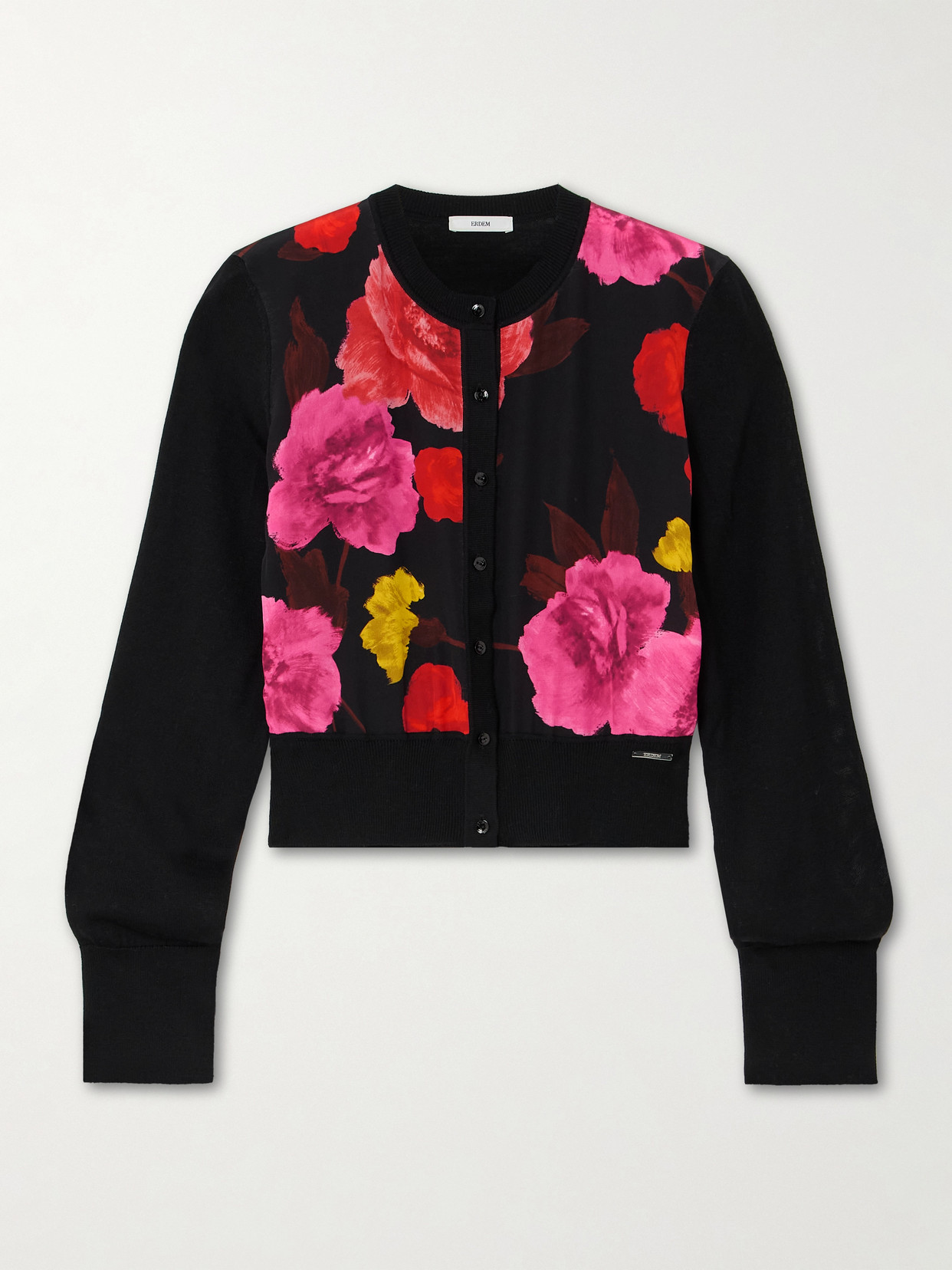 ERDEM FLORAL-PRINT WOOL AND SILK CARDIGAN