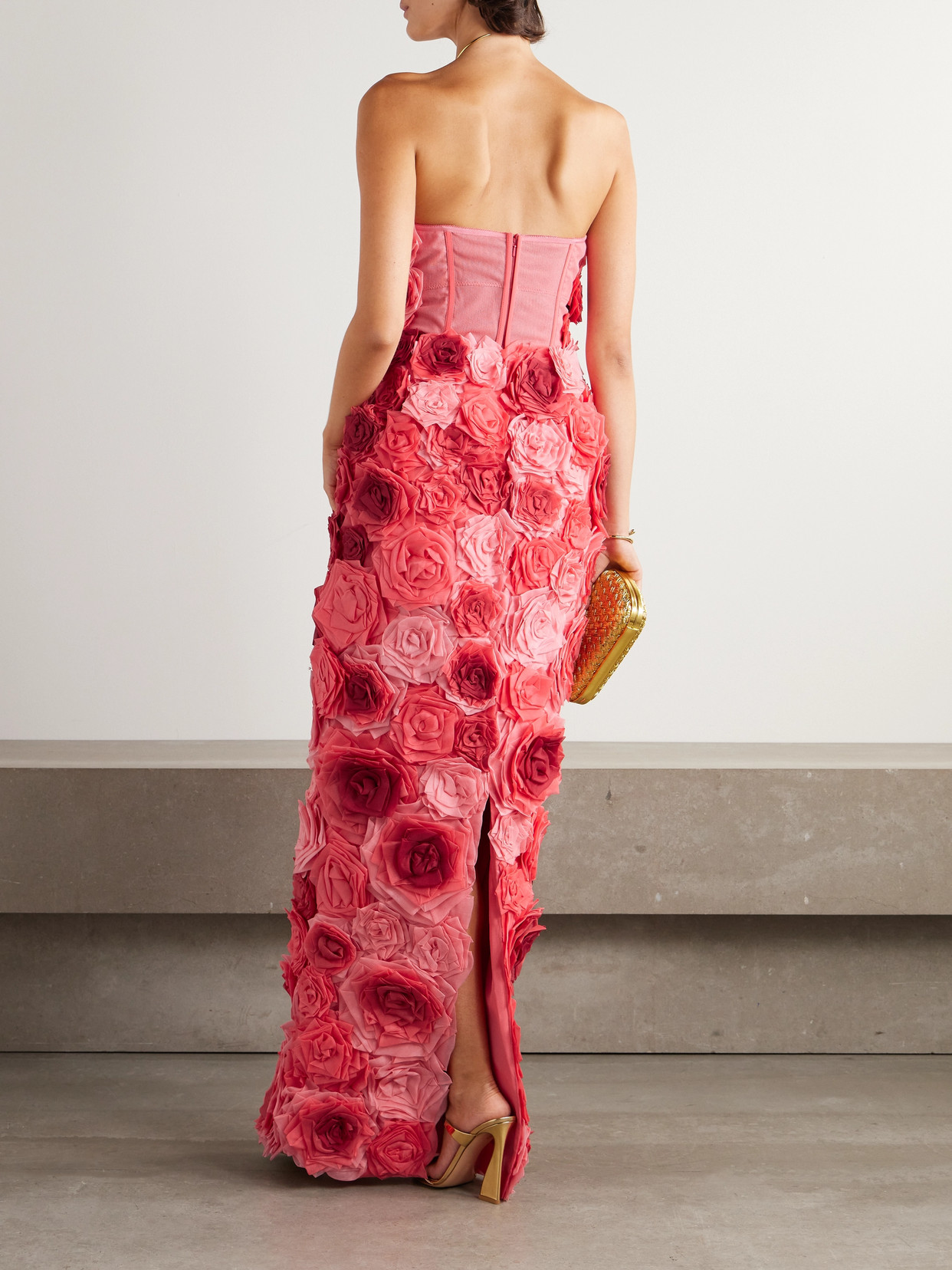 Erdem Embellished Off-the-shoulder Silk-chiffon Gown In Pink