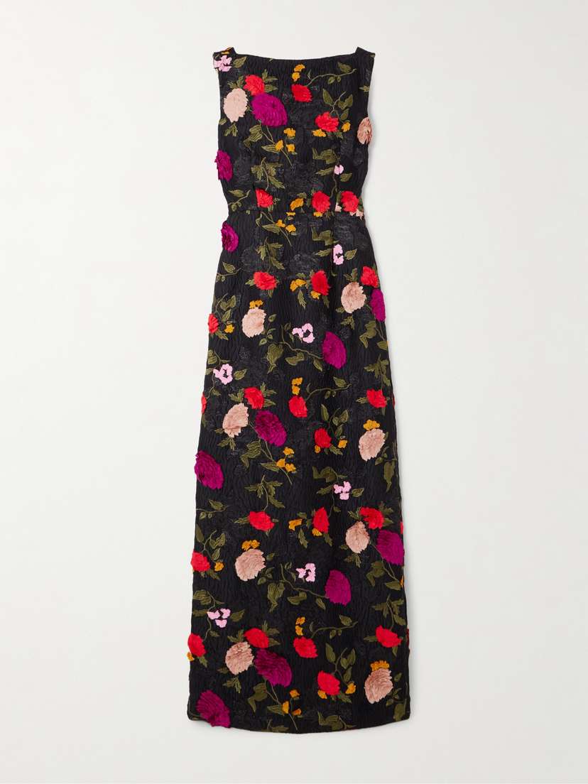 Erdem Appliquéd Embroidered Metallic Cloqué Gown - UK 12