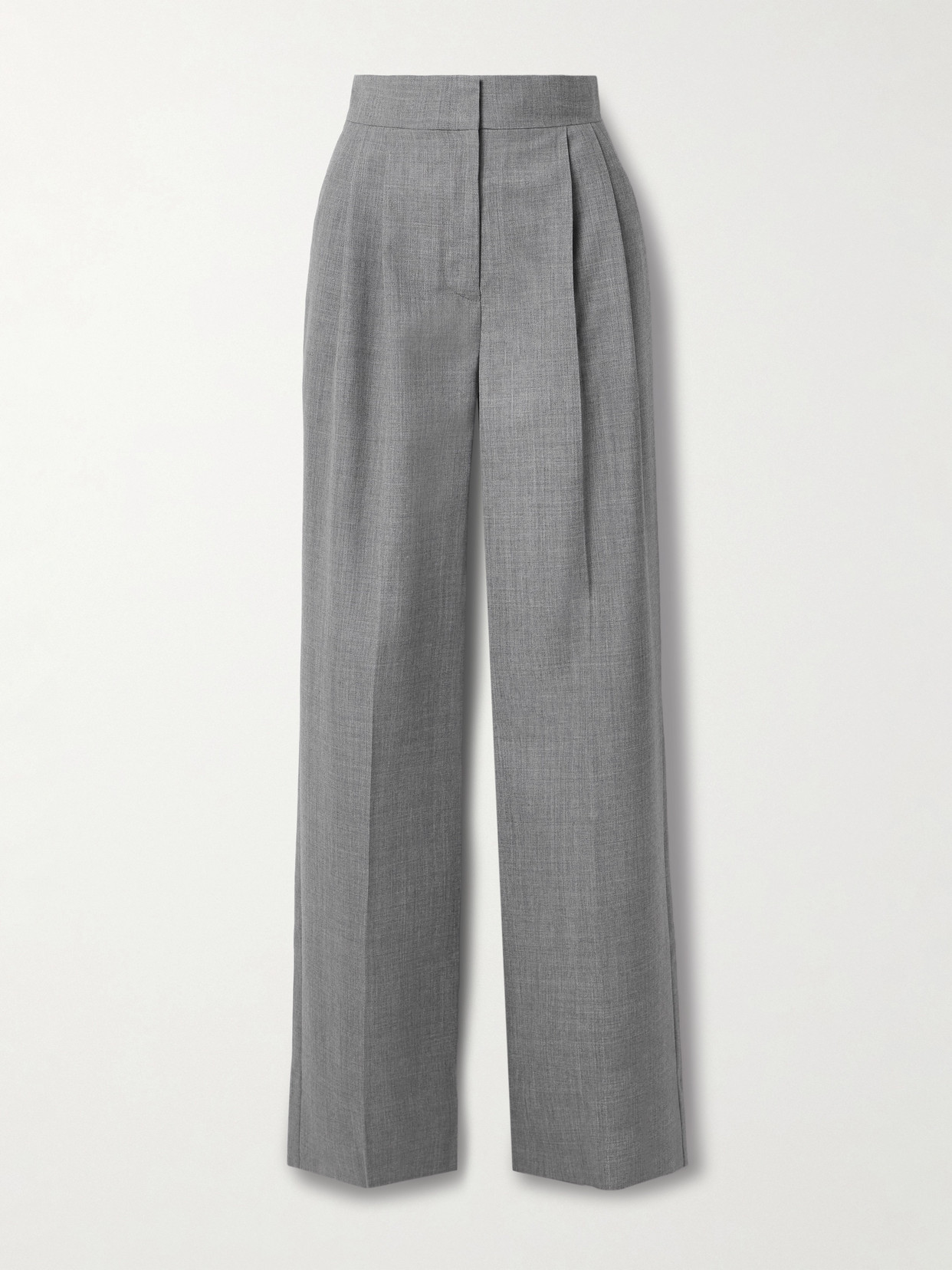 Erdem Pleated Wool Straight-leg Pants In Gray