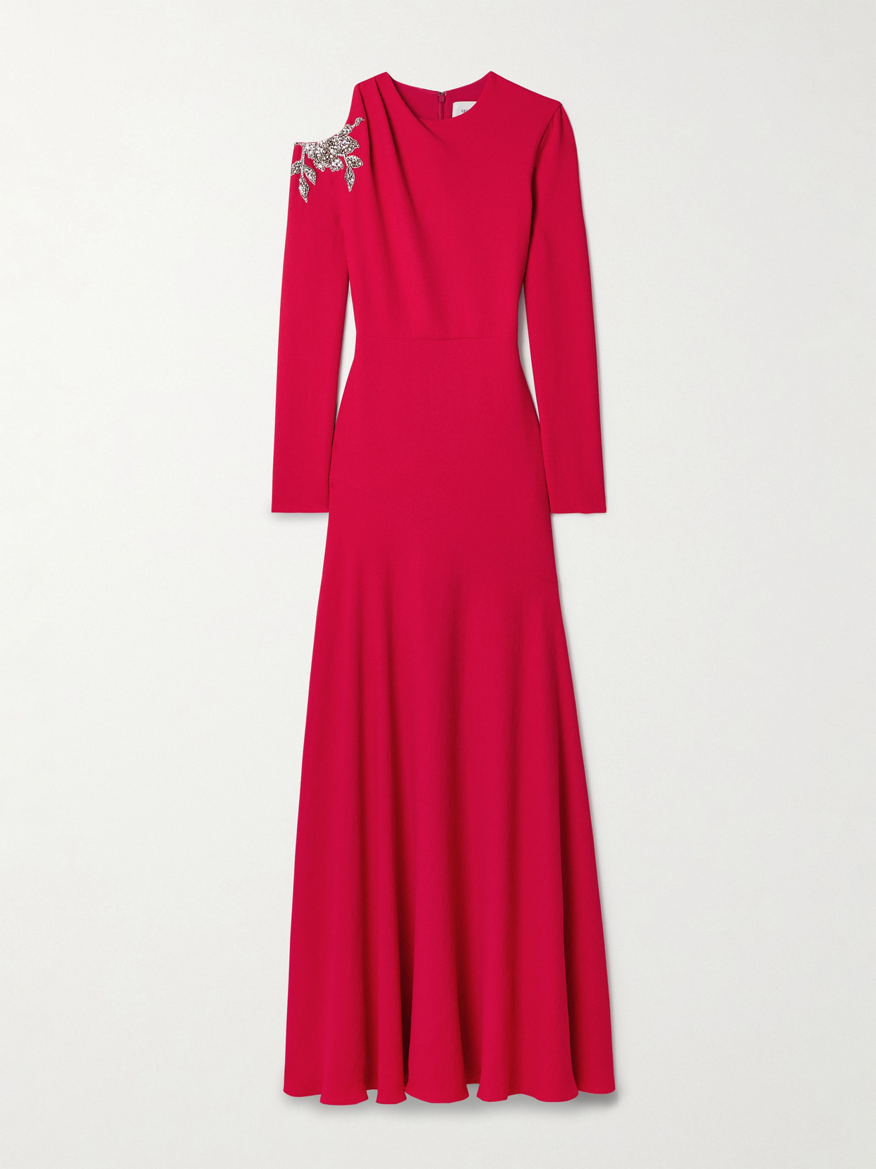 Erdem - Cold-shoulder Crystal-embellished Draped Recycled-crepe Gown - Red