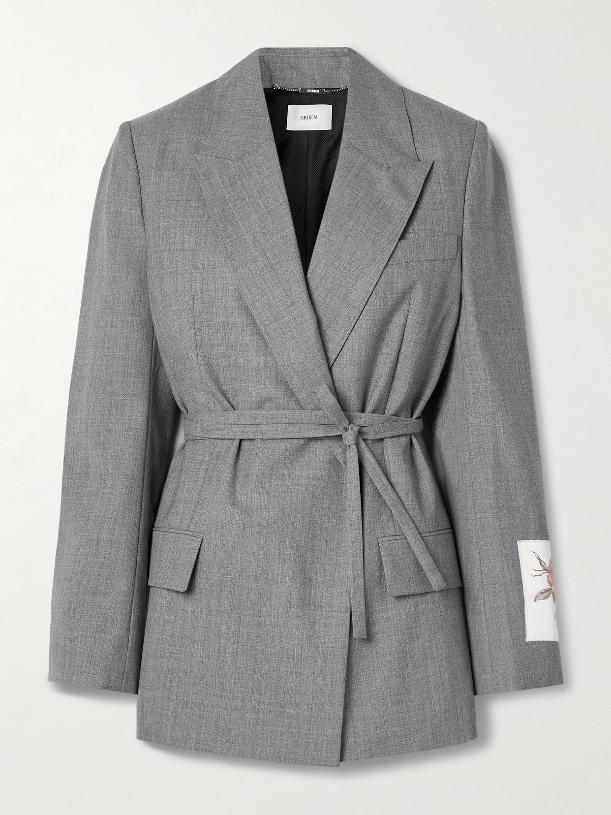 ERDEM APPLIQUÉD WOOL WRAP BLAZER