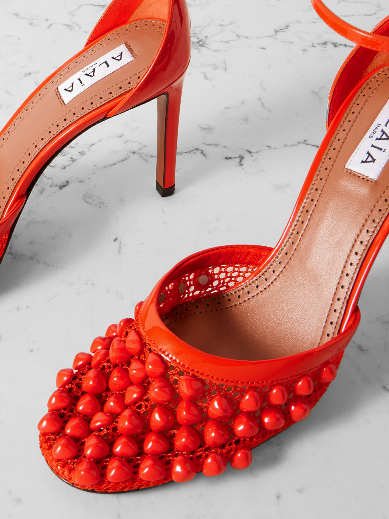 Alaïa - 90 Embellished Fishnet And Pumps