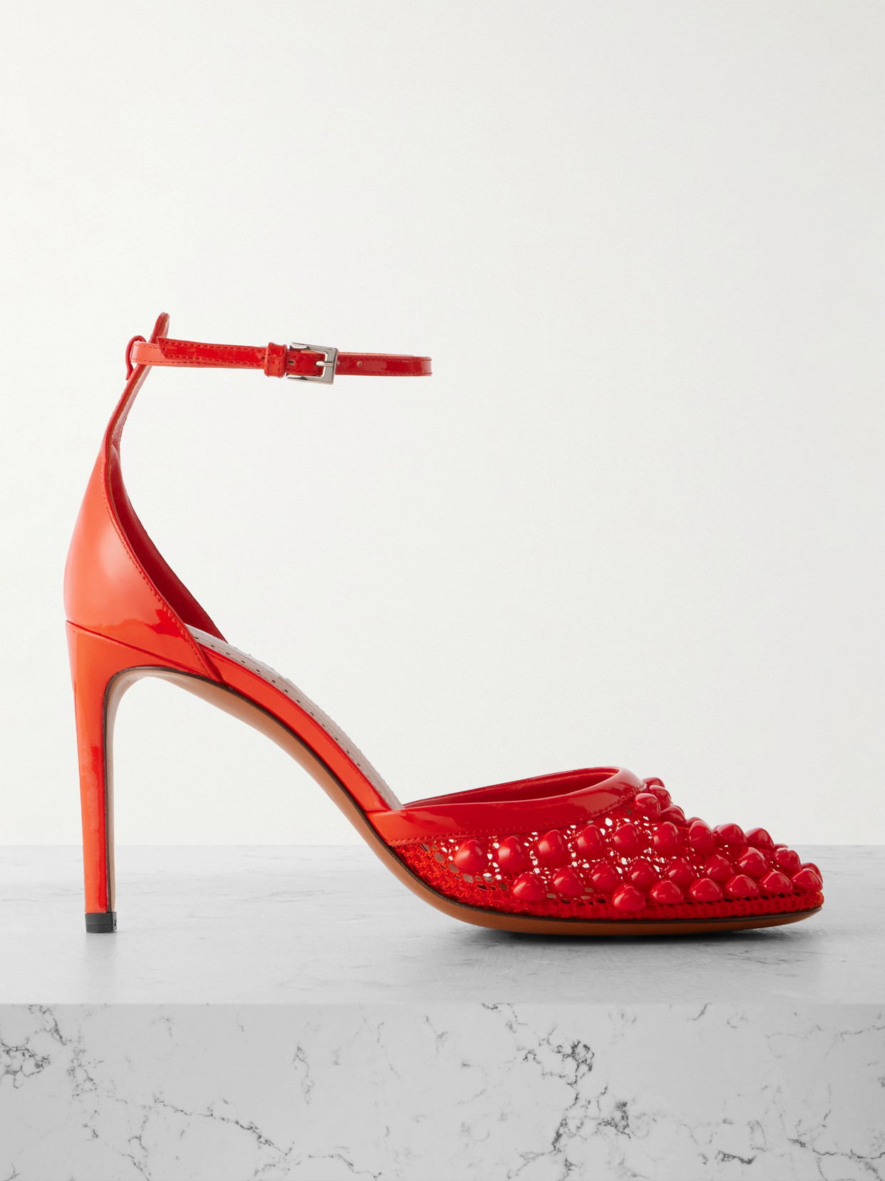 Alaïa - 90 Embellished Fishnet And Pumps