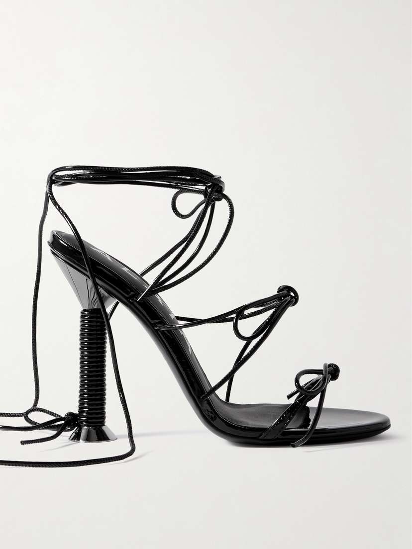 Alaïa Bobine 110 Lace-up Bow-detailed Patent-leather Sandals
