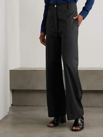 Patou Iconic wool-blend wide-leg twill pants