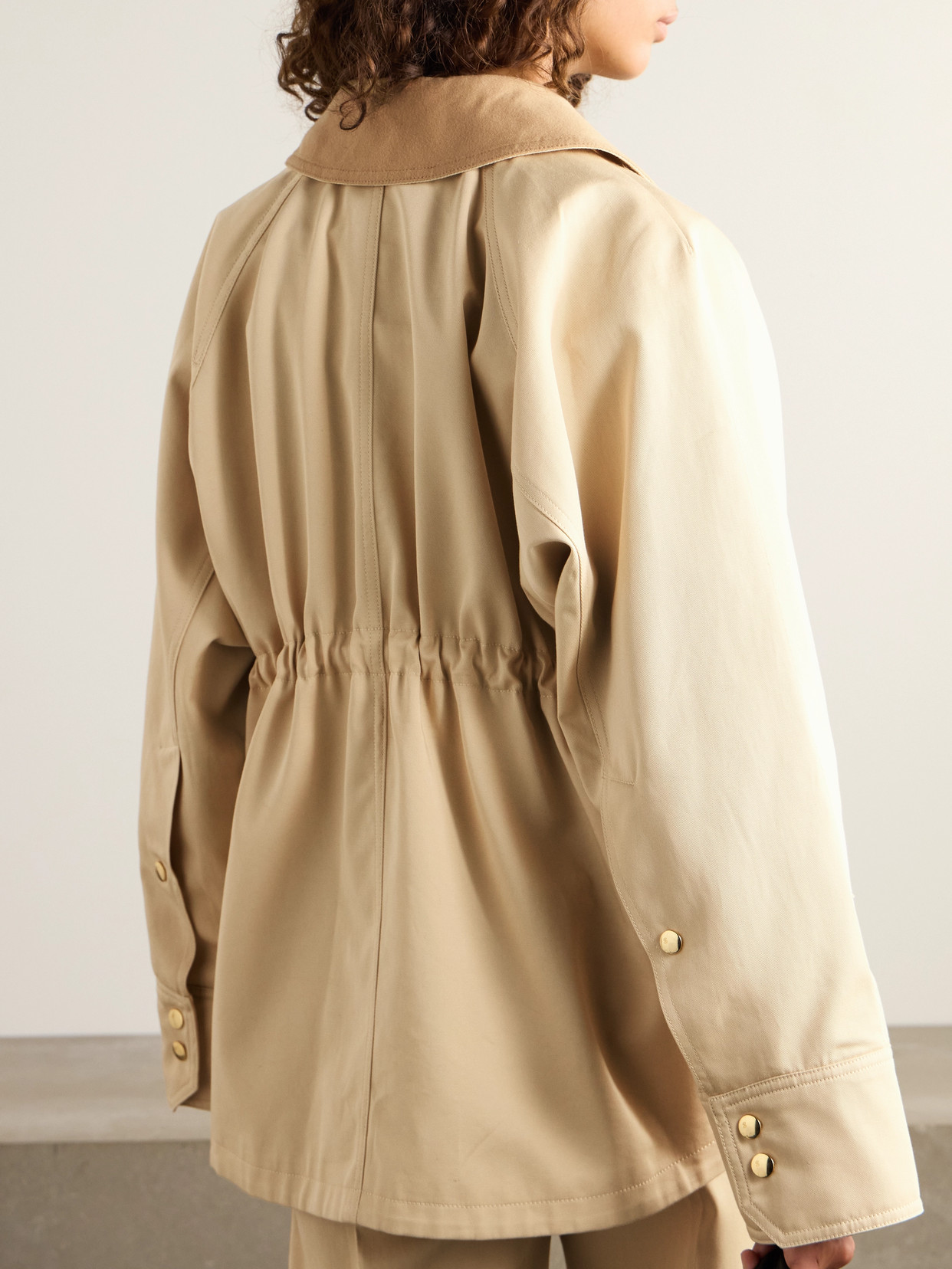 Shop Patou Wool-blend Trimmed Cotton-twill Jacket In White