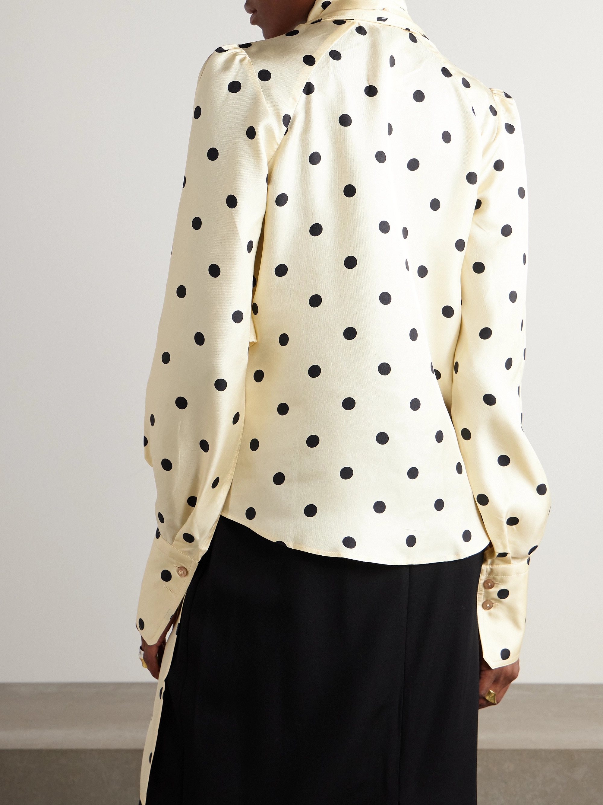 Patou Pussy-bow polka-dot silk-twill blouse