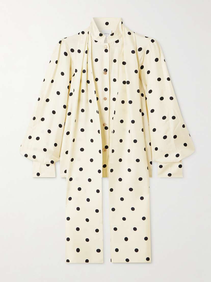 Patou Pussy-bow Polka-dot Silk-twill Blouse