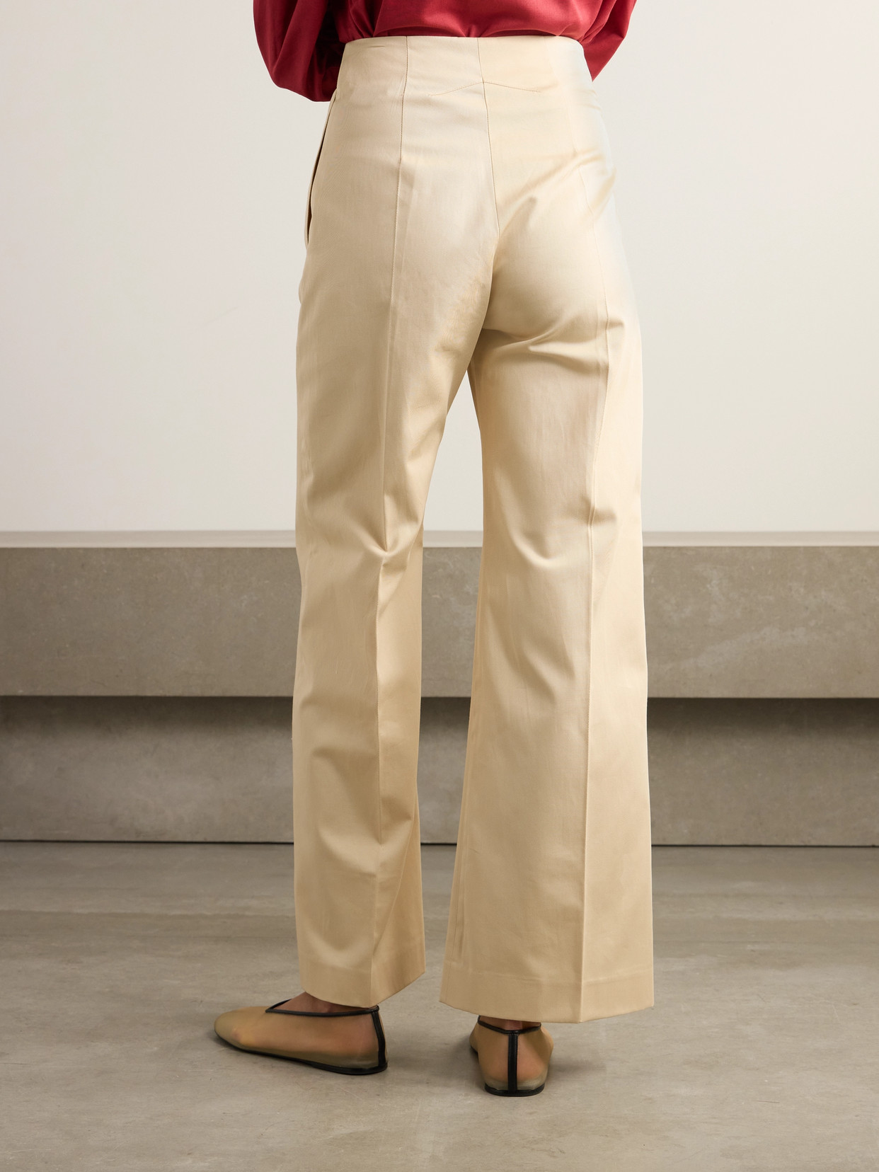 Shop Patou Iconic Cotton-twill Wide-leg Pants In White