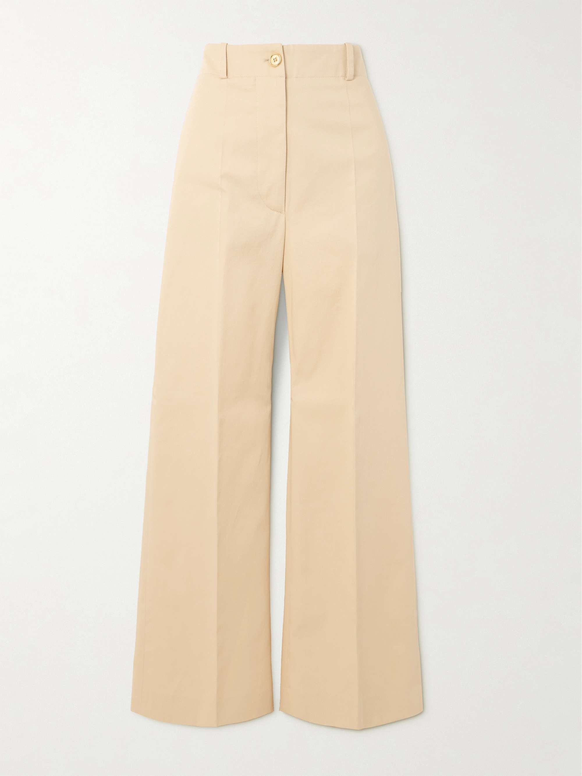 Patou Iconic Cotton twill Wide Leg Pants Women Cream Pants XXL