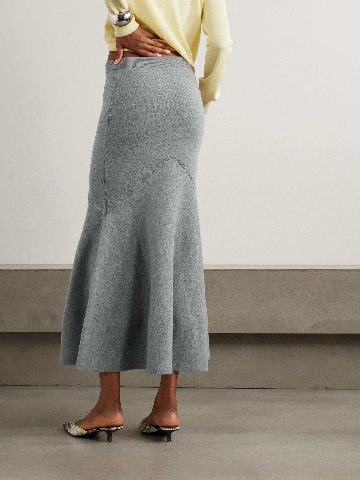 Shop Patou Wool-blend Midi Skirt In Gray