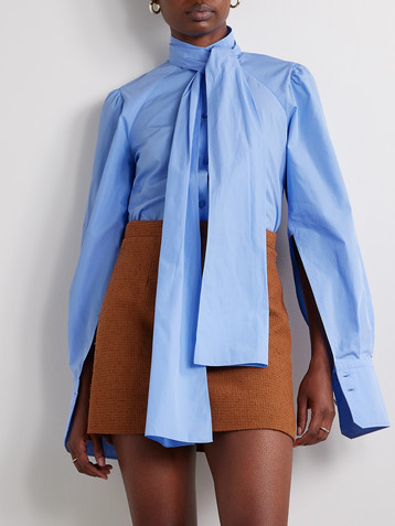 Patou Pussy-bow cotton-poplin shirt