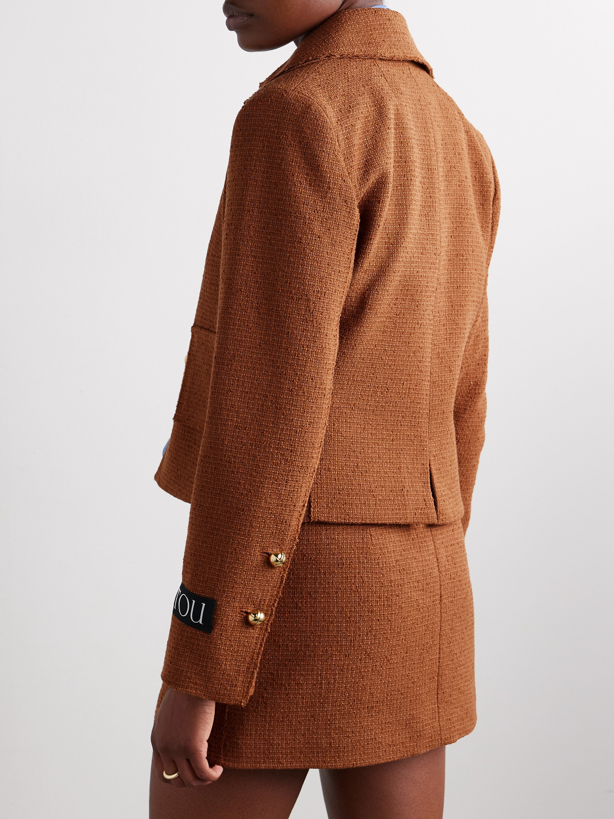 Shop Patou Wool-blend Tweed Jacket In Brown