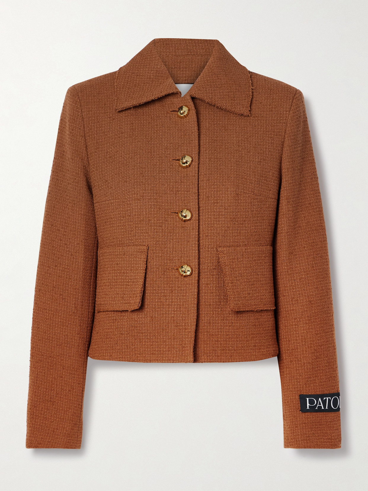 Shop Patou Wool-blend Tweed Jacket In Brown