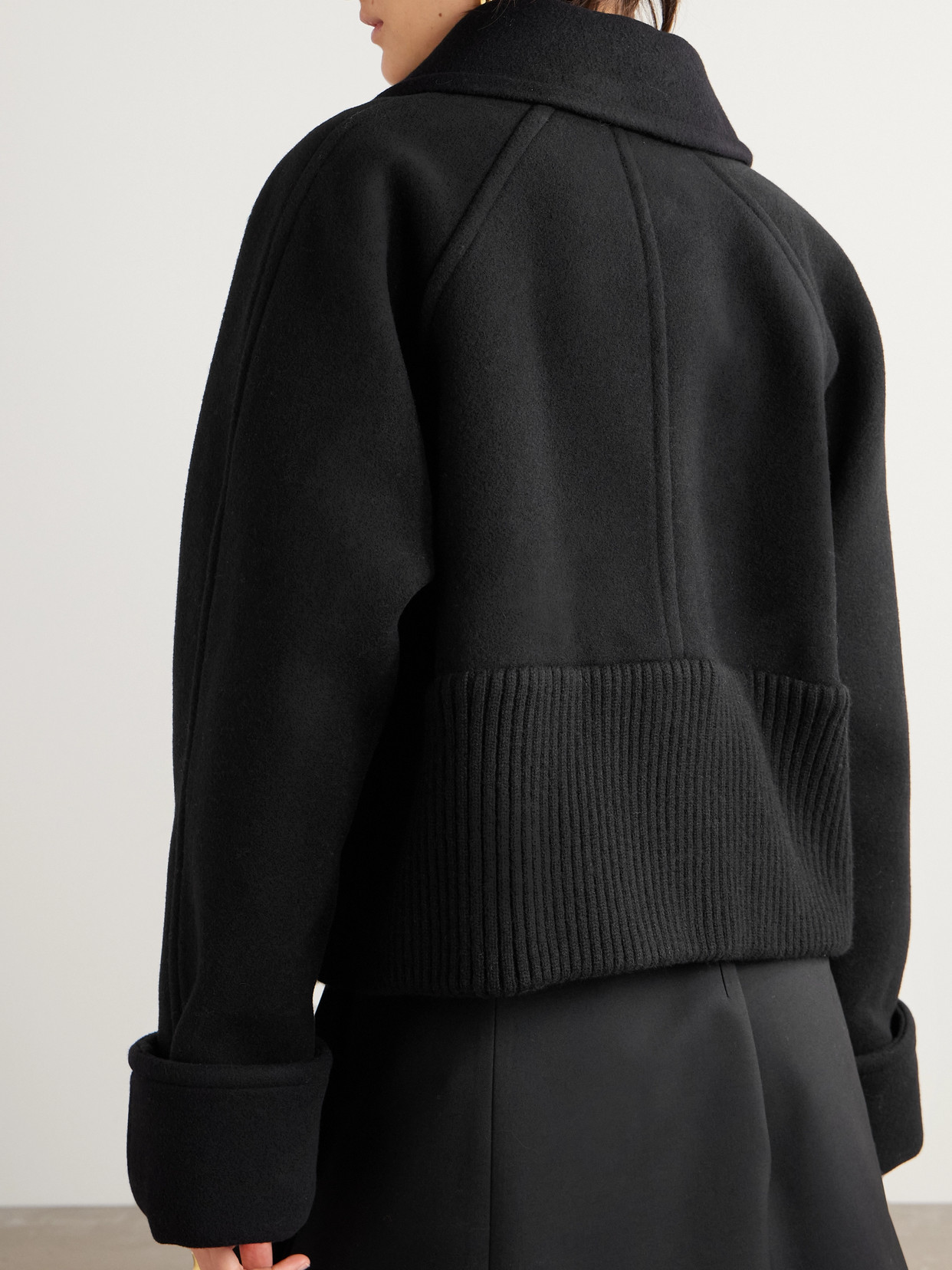 Shop Patou Ribbed Wool-blend Jacket In Black