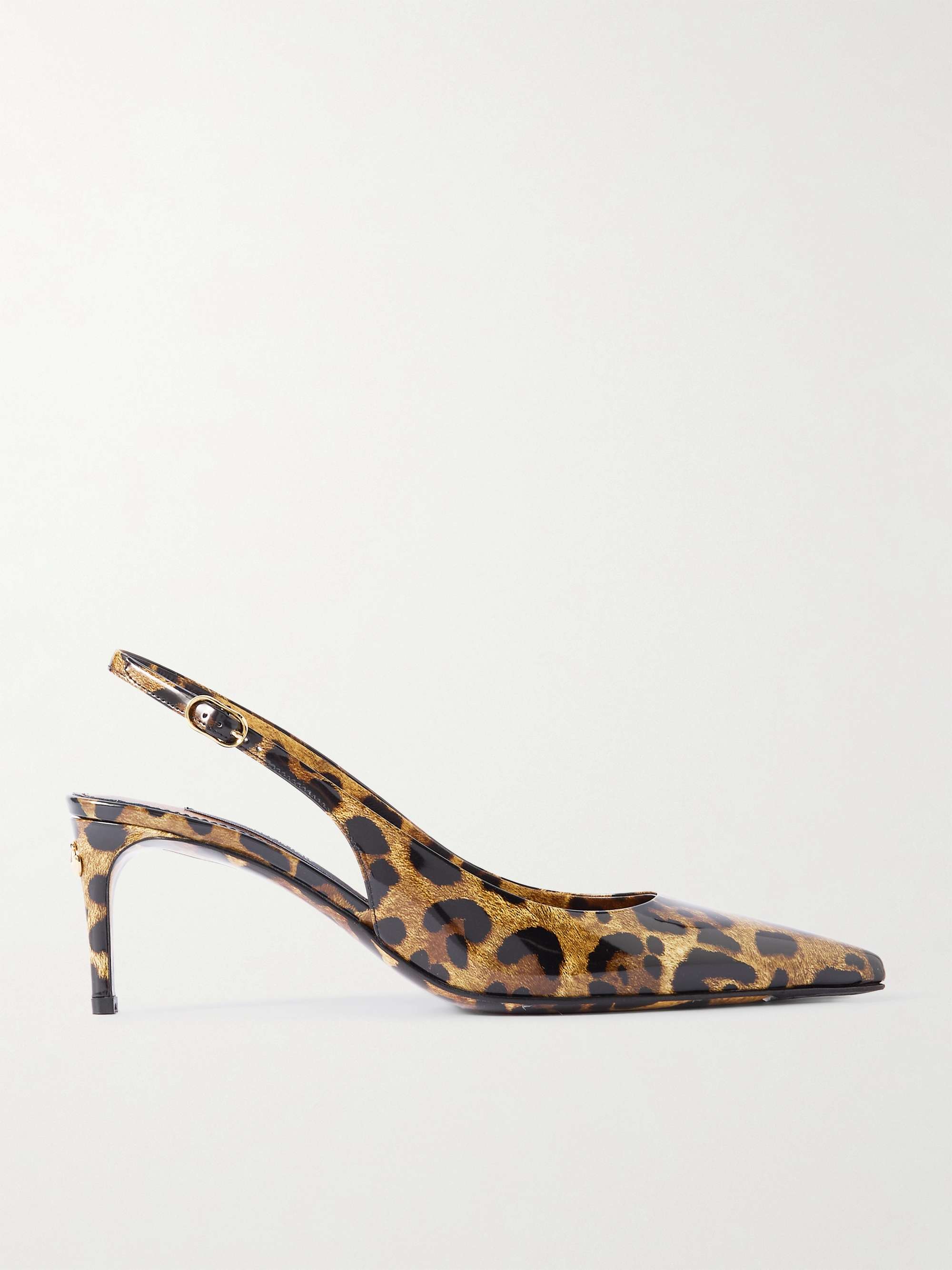 Mun leopard printed patent leather slingback pumps