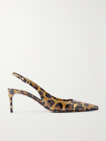 Dolce&Gabbana Mun leopard-printed patent-leather slingback pumps